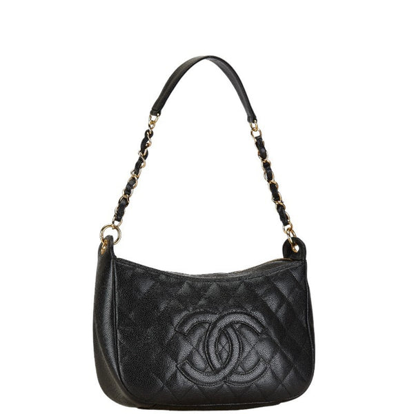 Chanel Matelasse Coco Mark Chain Shoulder Bag Black Caviar Skin Women's CHANEL