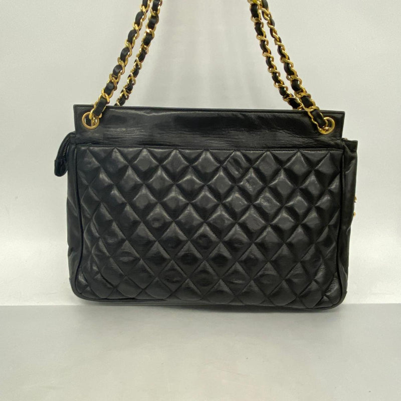 Chanel Shoulder Bag Matelasse Chain Lambskin Black Women's