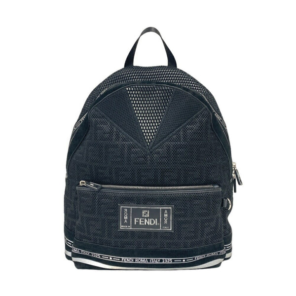 FENDI 7VZ042 Zucca Mesh Backpack/Daypack Black Unisex