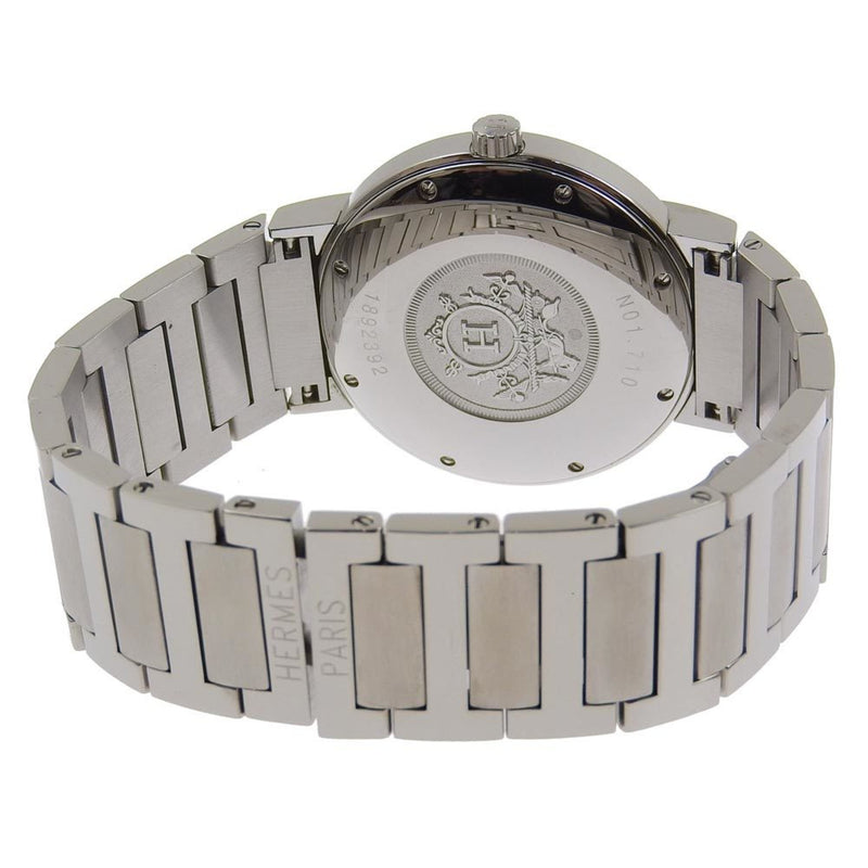 Hermes Nomad Watch NO1.710 Stainless Steel Swiss Made Silver Quartz Analog Display White Dial Men's