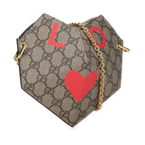 Gucci GG Supreme Small Heart LOVE Chain Shoulder Bag 678131 Beige Red PVC Leather Women's GUCCI