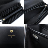 CHANEL Studded Long Wallet Caviar Skin Women's