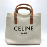 CELINE logo Bag Horizontal Cabas Tote Bag Natural /tongue White