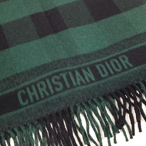 CHRISTIAN DIOR 95CHE200100 Logo fringe Large format shawl Scarf Green Black