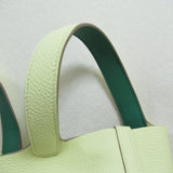 HERMES Picotin Lock PM Handbag Green Jaune Milton/Vert Taurillon Clemence leather Swift leather