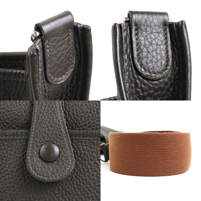 Hermes HERMES Shoulder Bag Evelyn 2GM Leather Dark Gray Brown Unisex