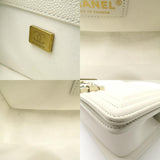 CHANEL Boy Chanel Chain Shoulder Bag, Caviar Skin (Grained Calf), Women's, White, A67085