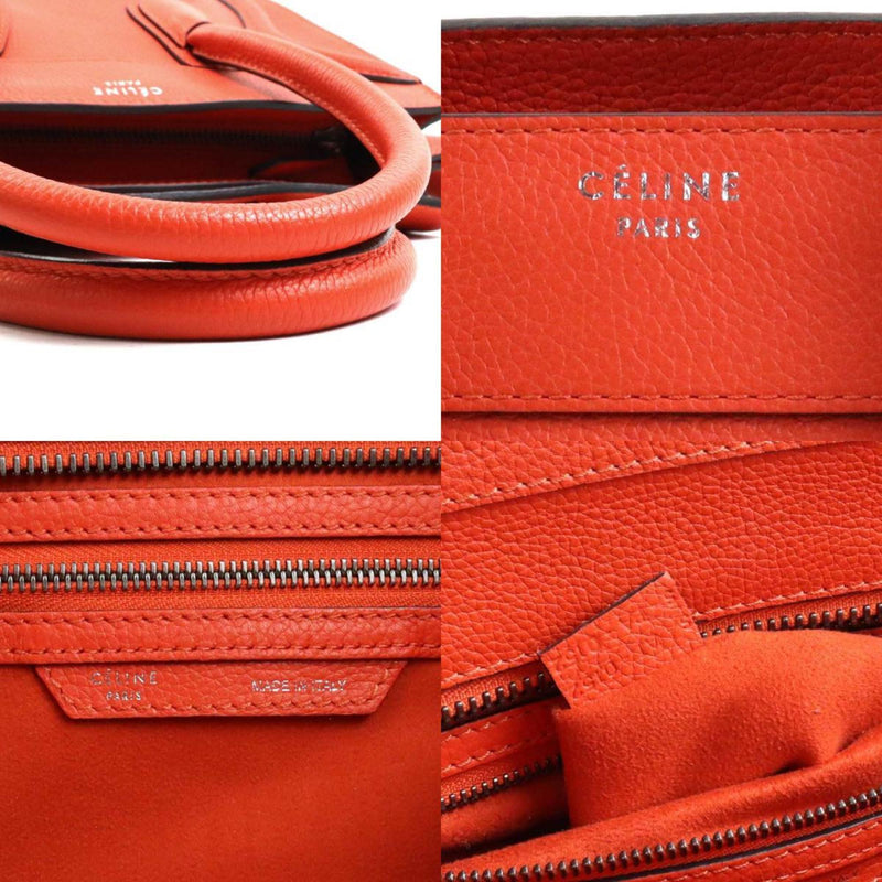 CELINE Handbag Luggage Micro Shopper Leather Orange Red Women's 99883g