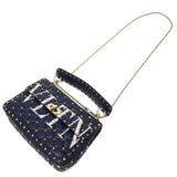 Valentino Garavani Rockstud Leather Navy Shoulder Bag