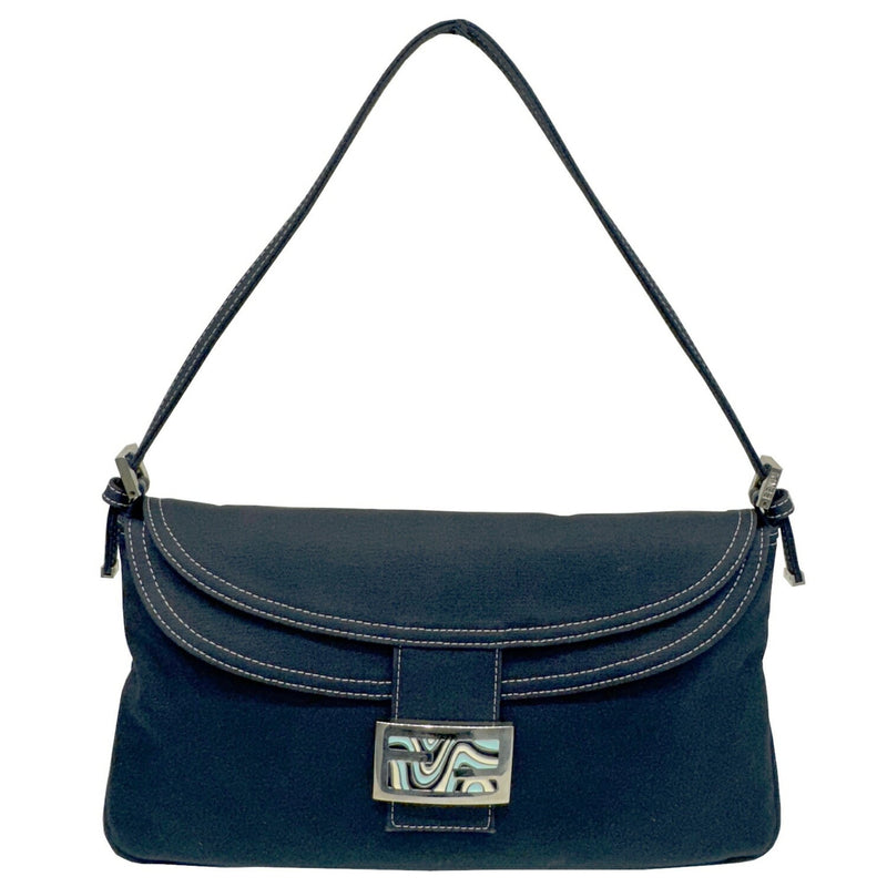 FENDI Mamma Bucket Shoulder Bag Denim Cotton Jersey Indigo Blue Women's