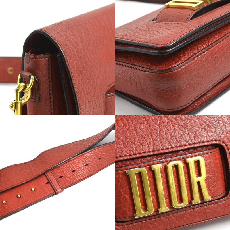 Christian Dior Shoulder Bag Evolution Flap Leather Red Women's r10004a