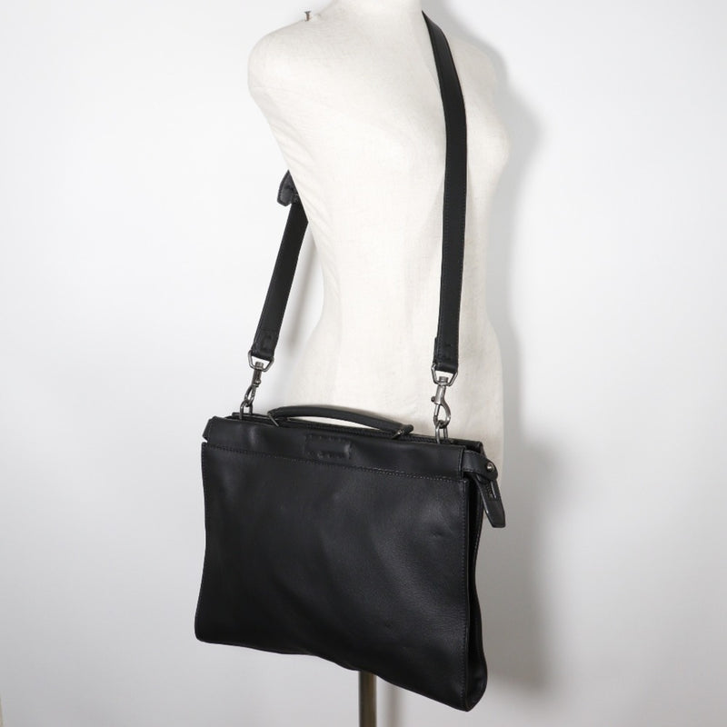 FENDI Peekaboo Business Bag Seria 2WAY Shoulder Calf Made in Italy Black 2way A4 Open Men's