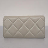 Chanel Long Wallet Matelasse Lambskin Grey Champagne Women's