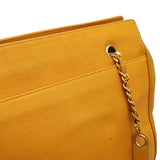 CHANEL Coco Mark Triple Chain Shoulder Bag Tote Caviar Skin Leather Yellow