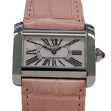 Cartier Women's Tank Divan Watch, Pink Shell, Quartz, Stainless Steel, Leather, W6301455, Silver,