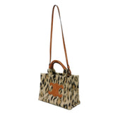 CELINE Tote Bag Small Cabas Thais Textile Calf Tan Shoulder Triomphe Leopard 199162FK1.19LE Women's Bags