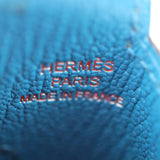 HERMES H tag card holder case chevre rouge blue silver hardware commuter pass business Y stamp