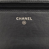 Chanel Women's Suede Chain/Shoulder Wallet Black