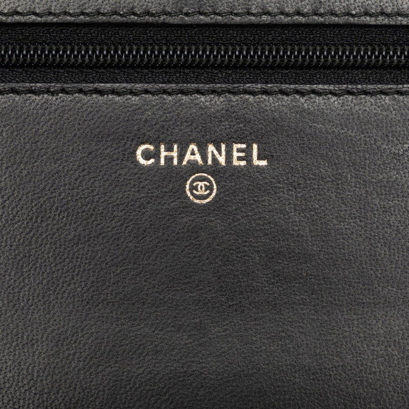 Chanel Women's Suede Chain/Shoulder Wallet Black