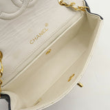 CHANEL Chanel Matelasse Coco Mark Chain Shoulder Bag Leather Bicolor White Navy