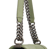 CHANEL Boy Chanel V Stitch Shoulder Bag Lambskin Green Women's