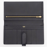 Hermes Bearn Soufflet Bi-fold Long Wallet Black Epsom Leather Women's A Stamp HERMES