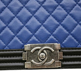 CHANEL Boy Chanel Chain Shoulder Lambskin Blue Black Seal A67086