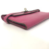 Hermes Three fold Long Wallet Pink Based SilverHardware