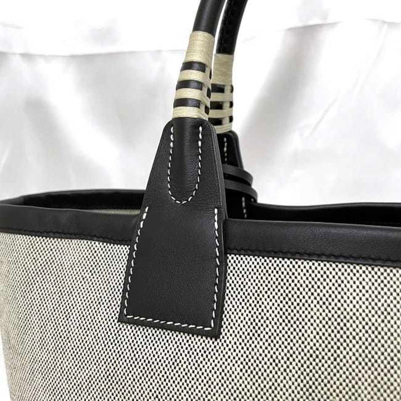 Hermes Tote Bag Steeple 25 Grey Black - f-20324 Handbag Canvas Leather Toile H Swift U Stamp HERMES