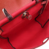 Hermes Airbag Zip PM Red Handbag Toile Officier Women's HERMES