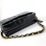 CHANEL Chanel Chain Shoulder Chocolate Bar Bag Patent Leather Black Women's