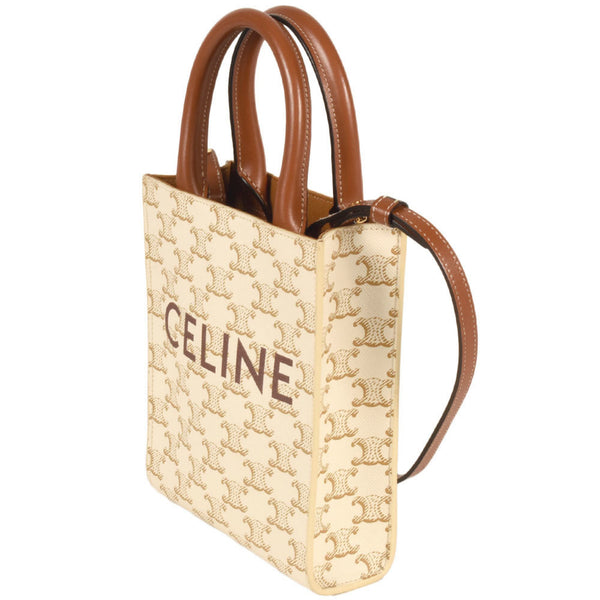 CELINE Vertical Cabas Tote Bag 194372BZK.01BC White Triomphe Canvas Leather