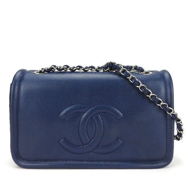 Chanel Shoulder Bag Matelasse Caviar Skin Navy Deca Coco Double Chain 13 Series Women's CHANEL