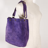 HERMES Market GM Shoulder Bag Suede Made in France 1982 Purple 〇L Crossbody Drawstring Women's