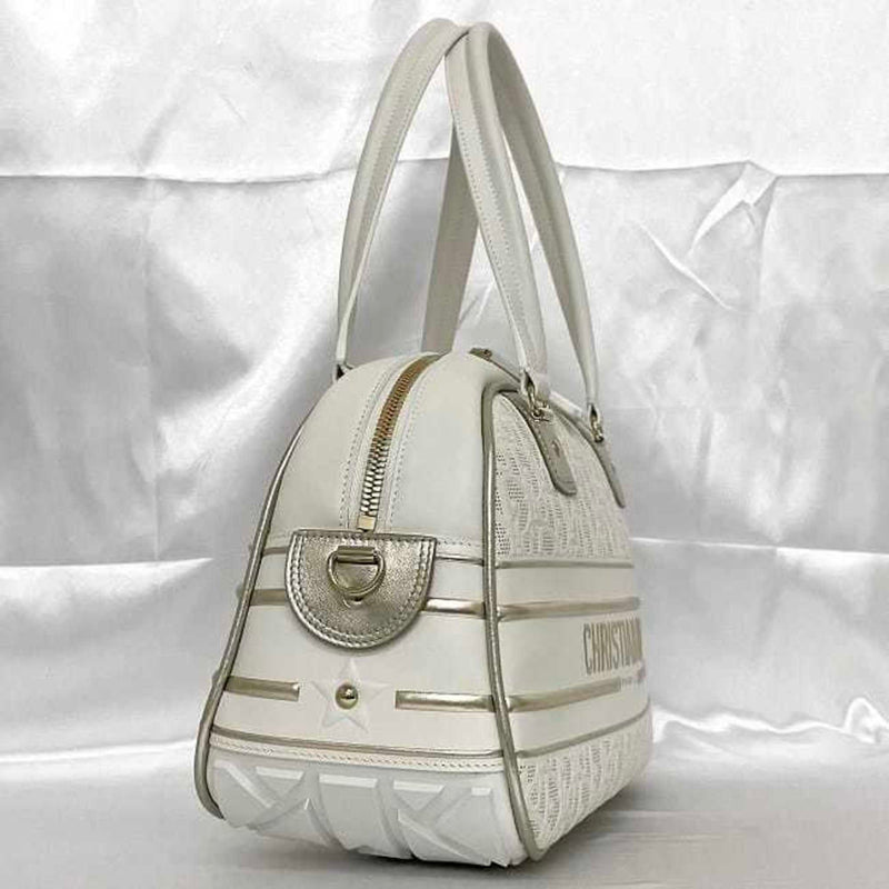 Christian Dior 2way Bag Vibe Medium Bowling White Gold M6204ODDT Boston Handbag Leather Rubber 09-MA-1221 Trotter