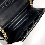 CHANEL Chanel Matelasse W-Flap Chain Shoulder Bag Patent Leather Black Women's N4044360