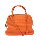 HERMES Bolide 31 Handbag Shoulder Bag Taurillon Clemence Leather Fu Orange