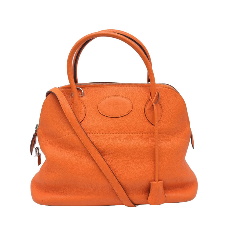 HERMES Bolide 31 Handbag Shoulder Bag Taurillon Clemence Leather Fu Orange