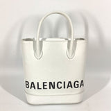 Balenciaga 596159 logo 2WAY Hand Bag Tote Bag Crossbody Shoulder Bag White Black