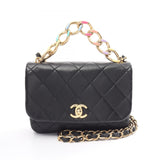 CHANEL Matelasse Shoulder Bag, Lambskin, Women's, Black