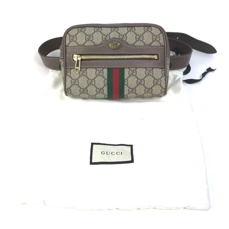 Gucci 517076 Sherry line crossbody bag bag Waist Pouch Beige Brown