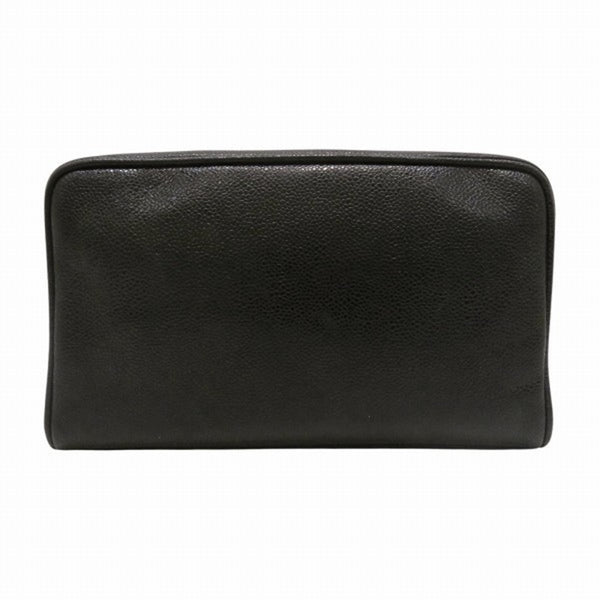 CHANEL Caviar Skin Coco Mark Accessory Pouch Women's Bag