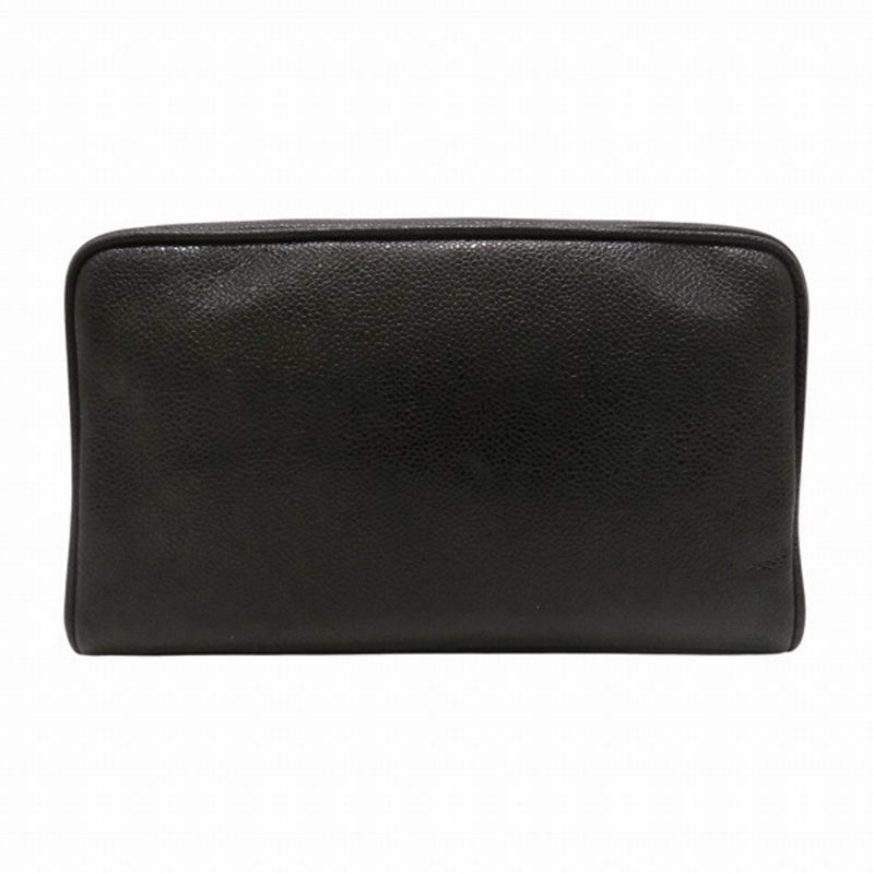 CHANEL Caviar Skin Coco Mark Accessory Pouch Women's Bag