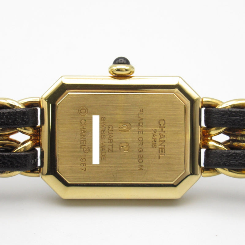 CHANEL Premiere L Wrist Watch H0001 Quartz Black Gold Plated Leather belt H0001