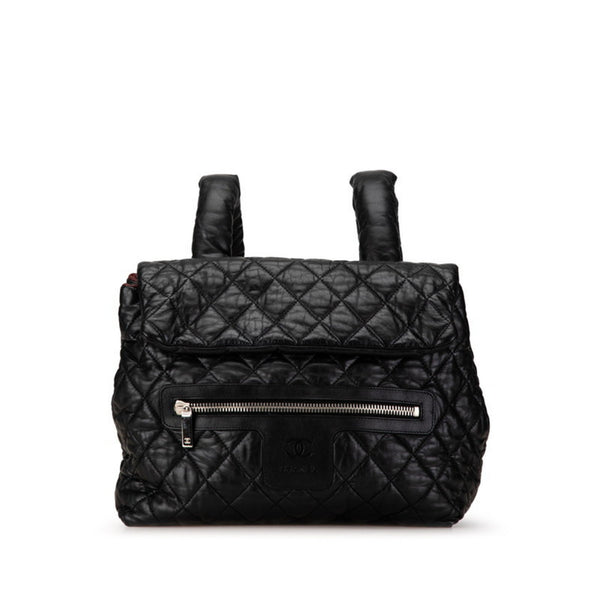 CHANEL Coco Cocoon Mark Backpack 7094 Black Lambskin Women's