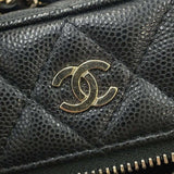 Chanel Chain Shoulder Bag Matelasse Coco Mark Classic Vanity Phone Case Caviar Skin AP2084 CHANEL Black