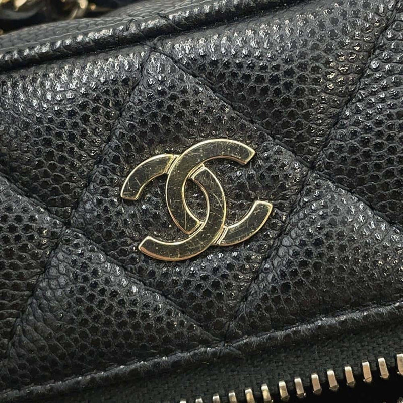 Chanel Chain Shoulder Bag Matelasse Coco Mark Classic Vanity Phone Case Caviar Skin AP2084 CHANEL Black