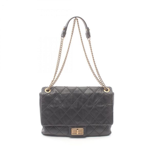 CHANEL 2.55 Matelasse Shoulder Bag Leather Women's Black