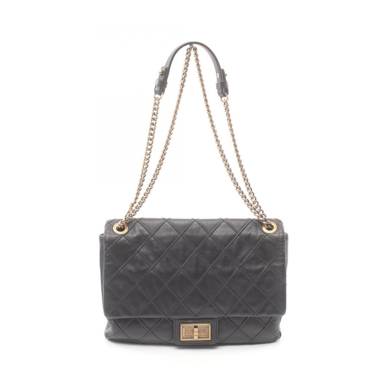 CHANEL 2.55 Matelasse Shoulder Bag Leather Women's Black