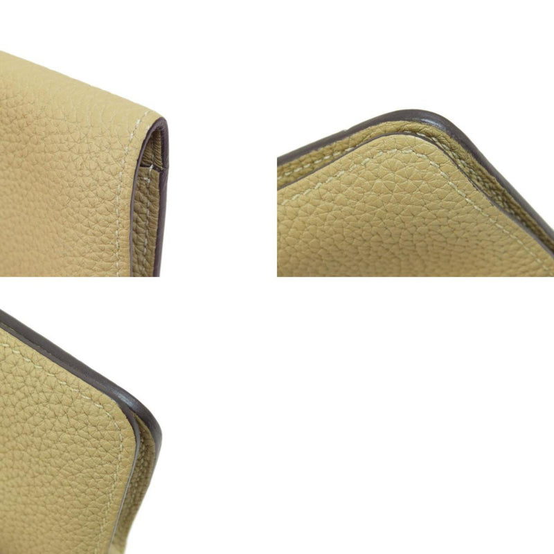 Hermes Dogon Wallet/Coin Case Beige Taurillon Women's